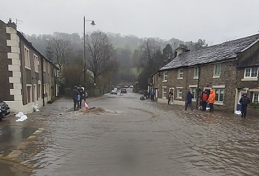 FloodSax protecting homes in Whalley near Clitheroe in Lancashire in the aftermath of Storm Ciara