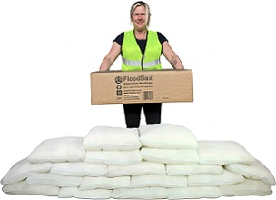 All these 20 FloodSax sandless sandbags came from this one easy to carry box