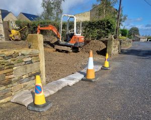 FloodSax alternative sandbags preventing water getting onto a driveway